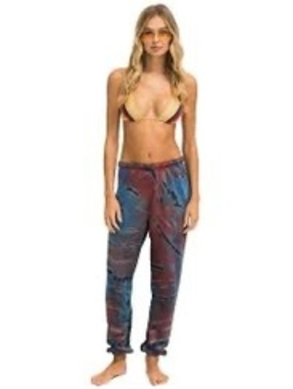 Aviator Nation Hand Dyed Tie Dye Sweatpants Joggers Red Blue Purple